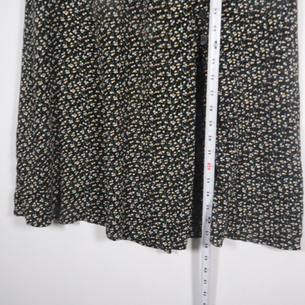 Madewell Women Button-Wrap Dress in Playground Posies Dress Size L Black Floral - Picture 14 of 16